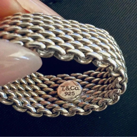 Tiffany & Co. Somerset Mesh Ring Flexible – 925 10mm wide Size 5 Retired Edition - Picture 7 of 8